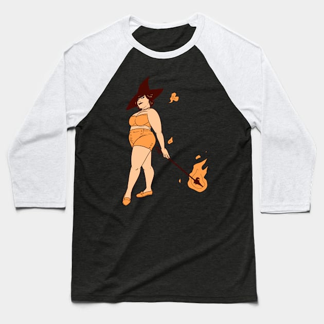 Fire Witch Baseball T-Shirt by FindChaos